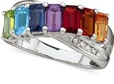 Rainbow Gemstone Ring in 14K White Gold