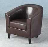 Faux Leather Tub Chair In Expresso Brown
