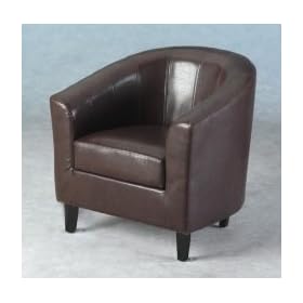FAUX LEATHER TUB CHAIR IN EXPRESSO BROWN BY CENTURION PINE