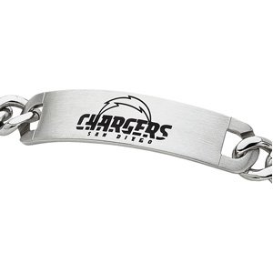 Stainless Steel San Diego Chargers Team Name and Logo ID Bracelet - 8''