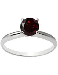 14k Gold 6mm Round Garnet Gemstone Solitaire Ring (0.90 ct)