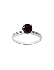 10k Gold 6mm Round Garnet Gemstone Solitaire Ring (0.90 ct)