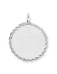 Sterling Silver Engraveable Round with Rope Disc Charm