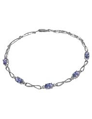 14k Gold Tennis Bracelet with Genuine Tanzanites & Diamonds