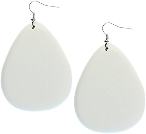 White Wooden Teardrop Dangle Earrings