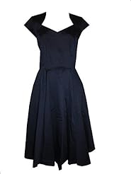 Cotton/Spandex Flared-Skirt Queen Anne Neck Sweetheart Vintage  Dress