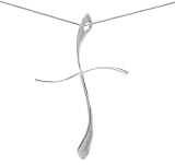 Sterling Silver Wavy Cross Pendant with 18in Magic Chain Necklace 18in