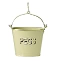 Cream Enamel Metal Peg Bucket