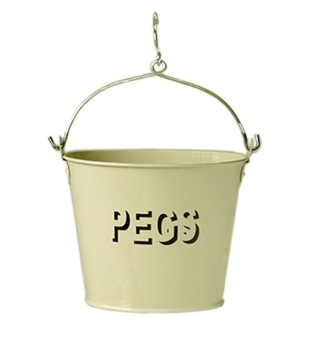 Childrens Toyshop  Outdoor Living : Cream Enamel Metal Peg Bucket