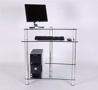 32'' Glass and Aluminum Computer Desk