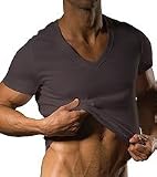 C-IN2 Coffee Pima Cotton Deep V Neck T-Shirt 1111-COF