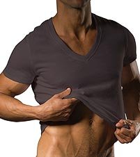 C-IN2 Coffee Pima Cotton Deep V Neck T-Shirt 1111-COF