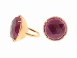 20mm Rose Cut Ruby Ring in Rose Gold with Pave Diamonds by Irene Neuwirth