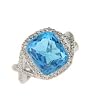 14k White Gold Diamond Blue Topaz Ring