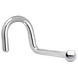 Platinum 1.5mm Ball Right Nostril Screw Ring - 18 Gauge