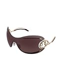 Roberto Cavalli Cicno - Swarovski Serpent Shield Rimless Sunglasses gold brown by Roberto Cavalli