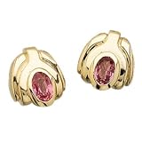 : OVAL SHAPE PINK SAPPHIRE 14KT. YELLOW GOLD. PINK SAPPHIRE EARRINGS