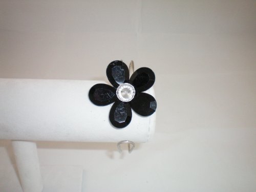 Bracelet Hinged with Crystal Flower Black