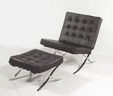 Barcelona Leather Lounge Chair And Foot Stool