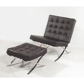 Barcelona Leather Lounge Chair And Foot Stool by Euro Style