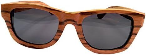 ME Zebrawood Wooden Sunglasses - Polarized Lenses, Rectangular Case