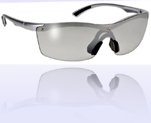 Shatterproof Semi-Rimless Clear Silver Mirror Sunglasses Light Tint - Whip
