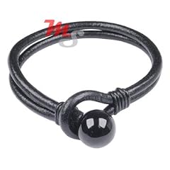 SP28 Leder Armband Nagate bis ca. 16 cm Schwarz Achat Kugel Lederarmband Umfang f�r Jugendliche