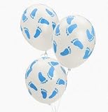 25 Baby Shower Party Blue Footprint Latex Balloons 11