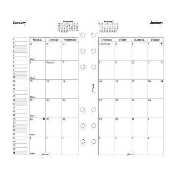 FiloFax 68410 For 2016 Personal Month On Two Pages Diary, Black Printed Lines and Boxes (US Version)