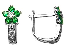Cheap Girls Jewelry May Birthstone Flower Gemstone Huggie Earrings 925 Sterling Silver With Secure Lever Back - Jewelry At Cost For Sale