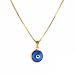 Evil Eye Pendant Necklace Gold Plated with Blue Murano Glass Lucky Eye for Protection