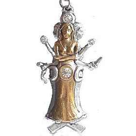 Gothic Galraedia Silver Tone Pewter Wiccan Hecate Pagan Pendant Necklace