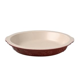 Pfaltzgraff Weir in Your Kitchen 9-Inch Pie Plate with Matching Pie Vent, Cayenne