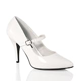 4 Inch Sexy High Heel Shoes Ladies Single Sole Shoes Mary Jane Pump Shoes White Patent by Unknown