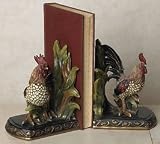 Country Rooster Bookends Home Decor Cook Book Holders