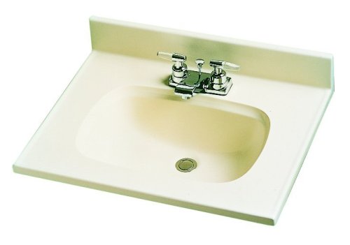 Crane Plumbing Doverstone Cultured Marble Lavatory Vanity Top with Recessed Sink with Overflow, White #8949-1