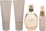 Lovely by Sarah Jessica Parker for Women 4 Piece Deluxe Set Includes: 3.4 oz Eau de Parfum Spray + 2.5 oz Soft Body Lotion + 2.5 oz Gentle Bath & Shower Gel + 1.4 oz Hydrating Body Spray in Faux Suede Vanity