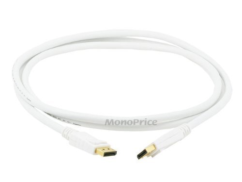 6ft DisplayPort Male to DisplayPort Male 28AWG Cable (Gold Plated Connectors) - White