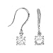 Rhodium Plated Sterling Silver Pave Earwire with White CZ Circle Drop Earrings