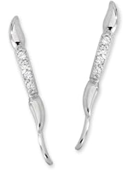 The Ear Pin Cubic Zirconias Teardrop Tips Sterling Silver Earrings