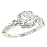 Pave/Bezel Diamond Engagement Ring .27cttw (CZ ctr)