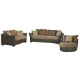 Ore International R8258MIX52 Three Piece Camel and Chocolate Fabric Living Room Set