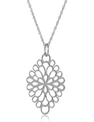 Sterling Silver Filigree Flower Pendant Necklace, 18"