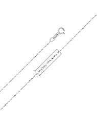 14K White Gold 0.9mm Twist Serpentine Chain Necklace with Spring Ring Clasp - 16" Inches