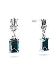 Created Alexandrite 14kt White Gold Dangle Drop Earrings