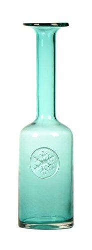 CASAMOTION Flake Hand Blown Art Glass Vase, Gift Boxed, Turquoise, 14 Inch