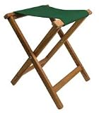 folding canvas stool-Teak Framed Folding Camp Stool with Dark Green Canvas Seat