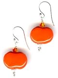 SilverChicks Luscious Tangerine Kazuri Bead & Swarovski Sterling Silver Earrings