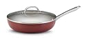 Farberware Premium 12 Inch Cov Deep Skillet, Red