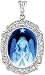 Guardian Angel Oval Agate Cameo Pendant with Diamond Accent Frame - 3/4x1/2